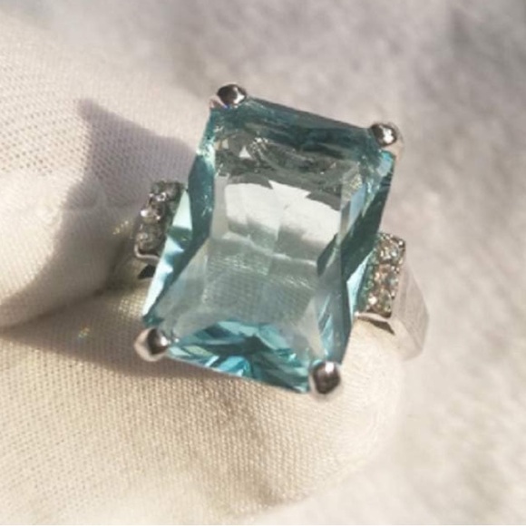 🆕New Aquamarine Gemstone Ring - 9.25 Sterling Silver - Picture 3 of 4